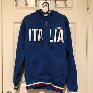 ITALIA Blue Zip-Up Sweater Hoodie